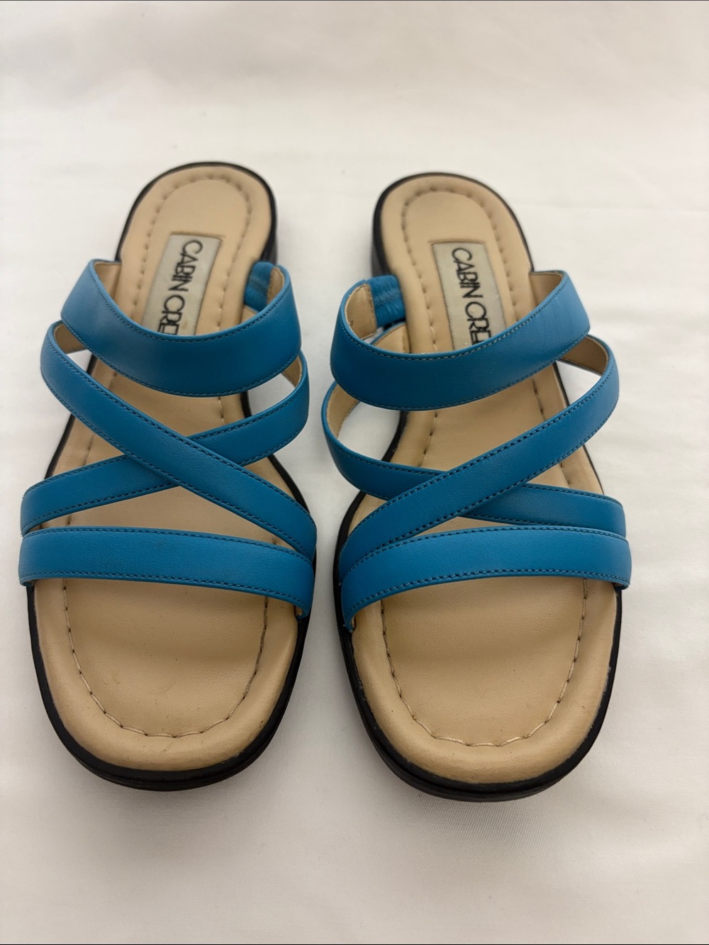 Cabin Creek Bright ronin egg blue Crisscross Slide Sandals